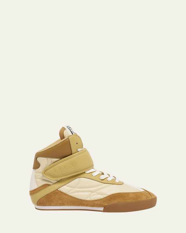 Kick Mixed Leather High-Top Sneakers
